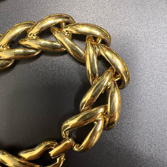 Vintage Napier Gold Tone Chucky Chain Chocker Necklace Bracelet Set - Picture 5 of 8